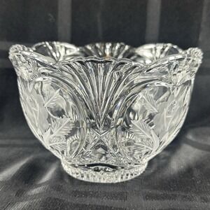 Sullivans 24% Lead Crystal Bowl Rose Etched Frosted Floral Made in Poland 6 Inch